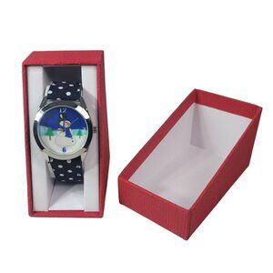 MZ Berger Snowman Watch Blue Dot Band Round Christmas Winter Holiday Unisex NEW